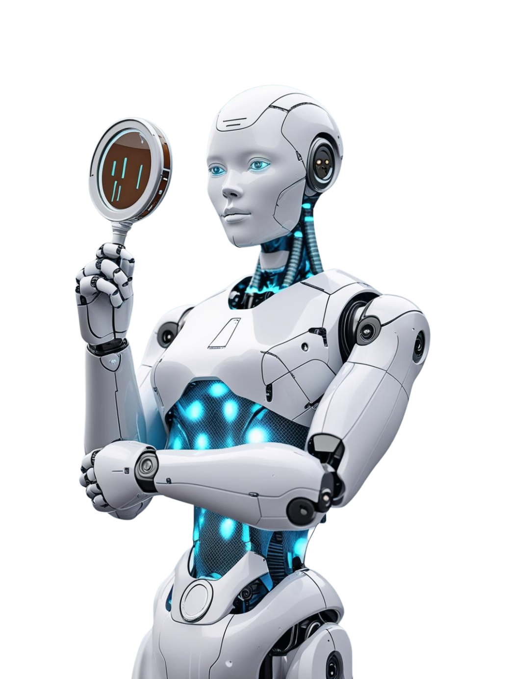 AI examining a signature with holograms