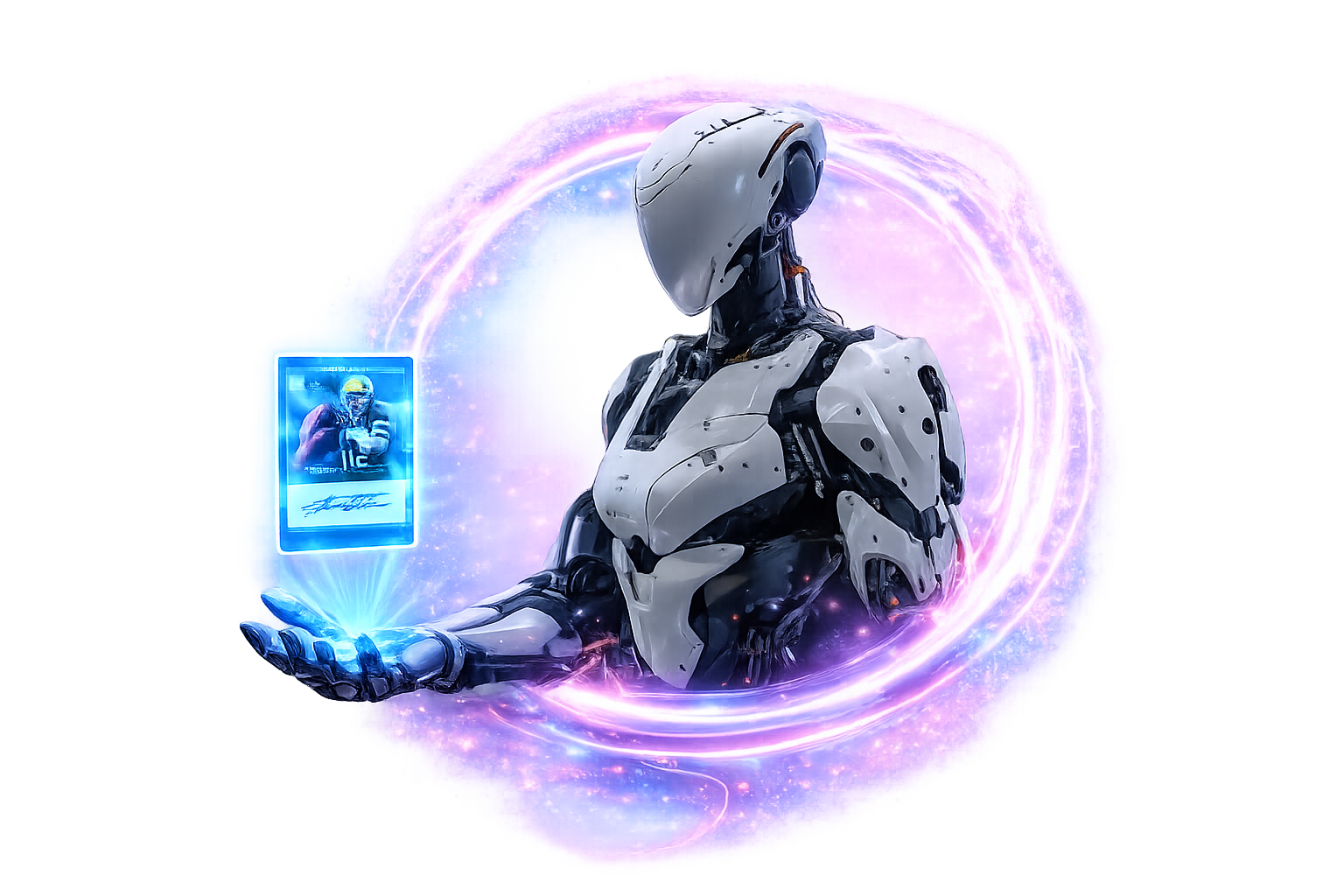 AI examining a signature with holograms